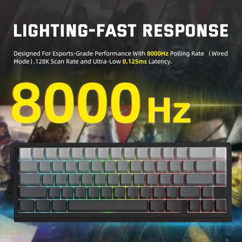 Attack shark x68 pro he wireless rapid trigger gaming keyboard with adjustable