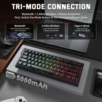 Attack shark x68 pro he wireless rapid trigger gaming keyboard with adjustable