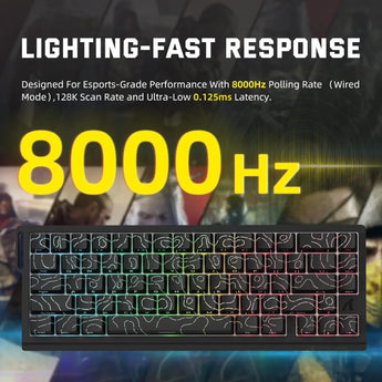 Attack shark x68 pro he wireless rapid trigger gaming keyboard with adjustable