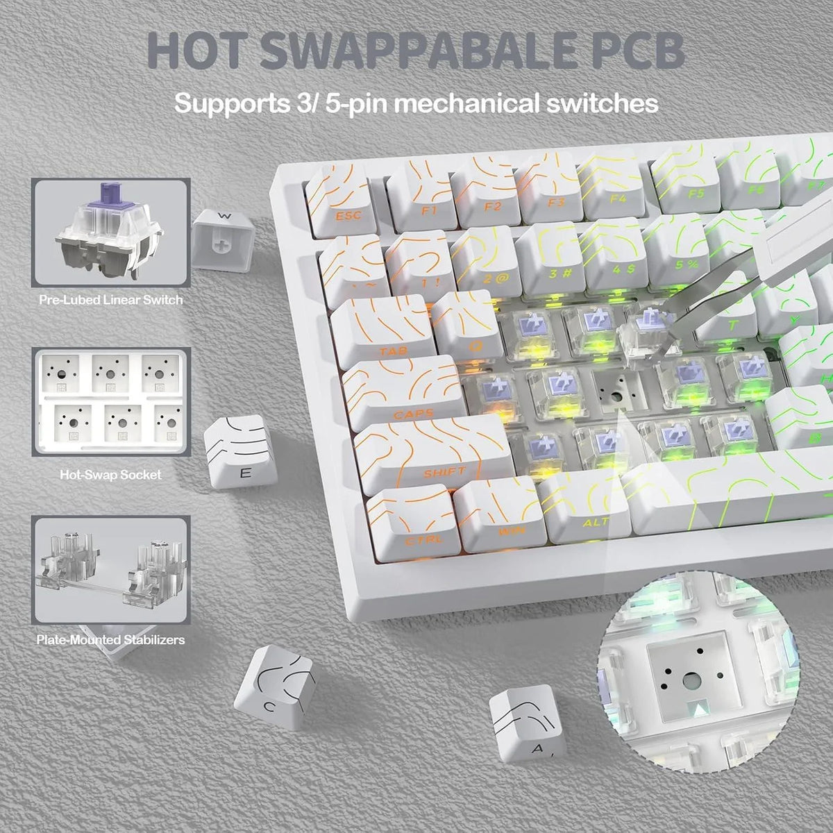Attack shark x820 ultra 75% wireless gaming mechanical keyboard hot-swappable