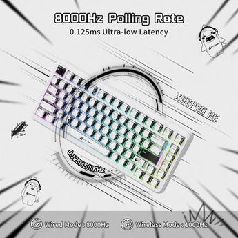 Attack shark x82pro he wireless rapid trigger rgb mechanical gaming keyboard