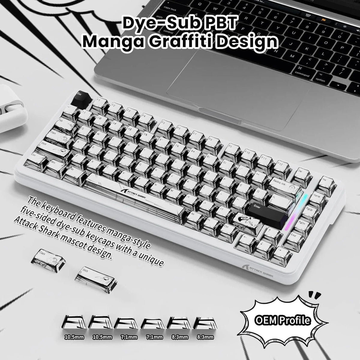 Attack shark x82pro he wireless rapid trigger rgb mechanical gaming keyboard