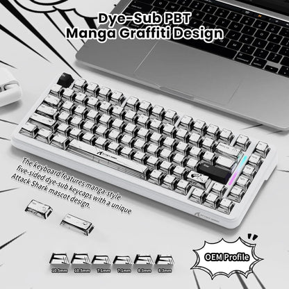 Attack shark x82pro he wireless rapid trigger rgb mechanical gaming keyboard