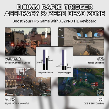 Attack shark x82pro he wireless rapid trigger rgb mechanical gaming keyboard