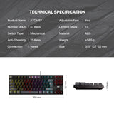 Fantech atom tkl mk876v2 double injection keycaps mechanical keyboard keyboards