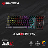 Fantech atom tkl mk876v2 double injection keycaps mechanical keyboard keyboards