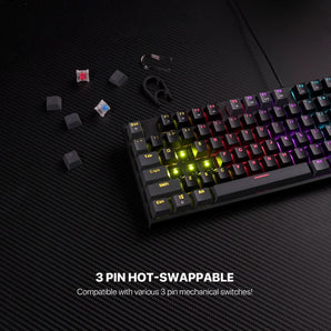 Fantech atom tkl mk876v2 double injection keycaps mechanical keyboard keyboards
