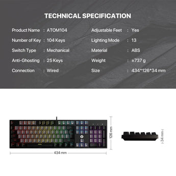 Fantech atom tkl mk886v2 104keycaps keycaps mechanical keyboard keyboards