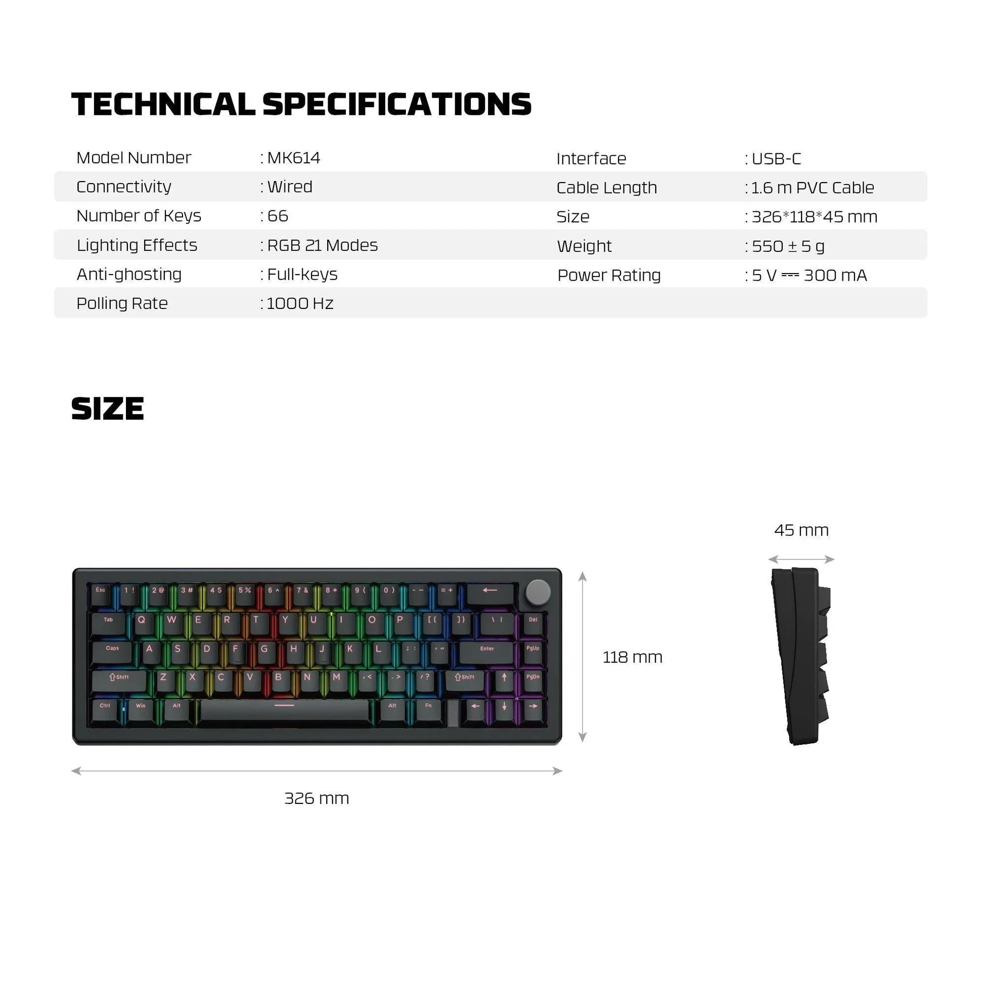 Fantech atom x66 mk614 mechanical keyboard - black keyboards