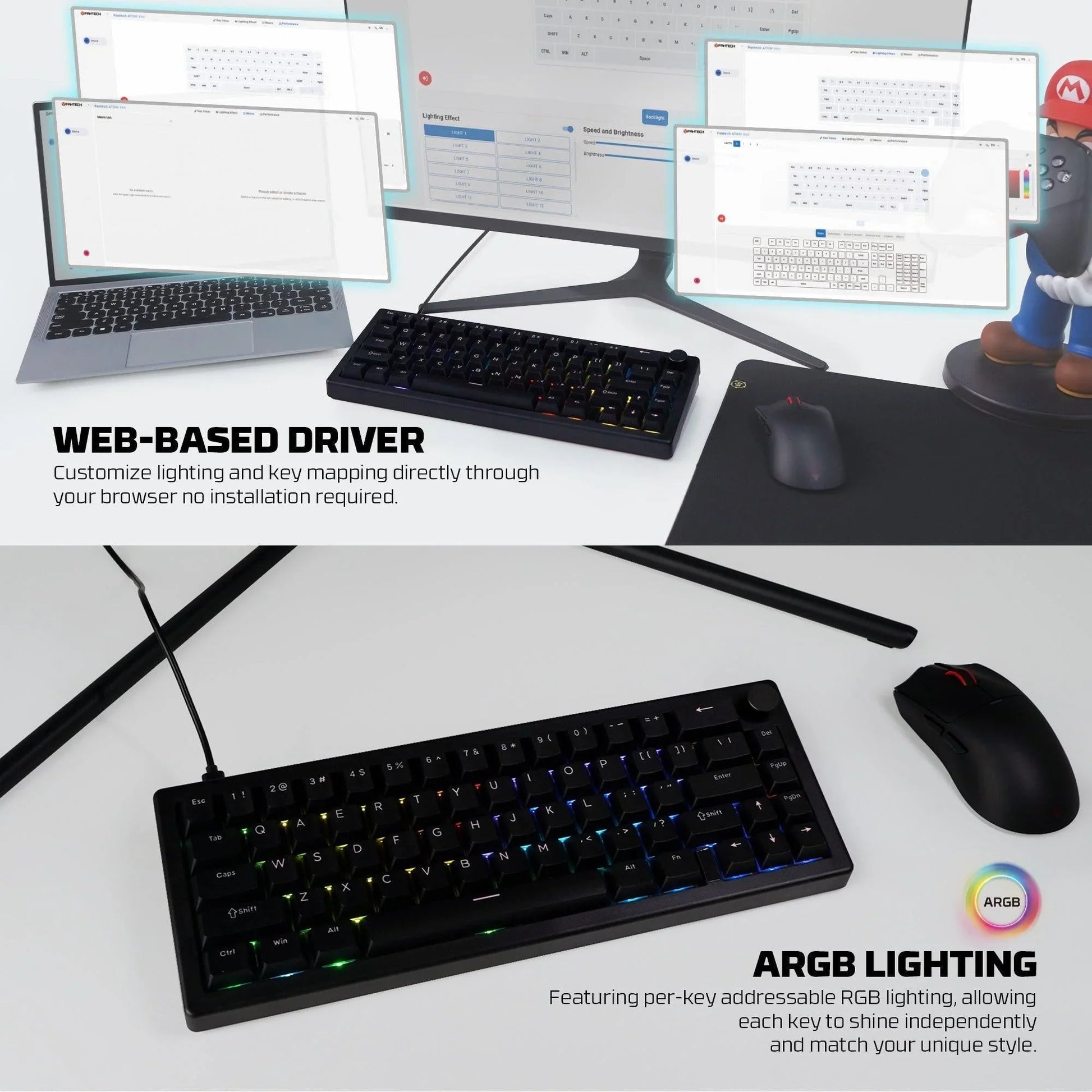 Fantech atom x66 mk614 mechanical keyboard - black keyboards