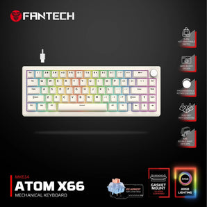 Fantech atom x66 mk614 mechanical keyboard - white keyboards