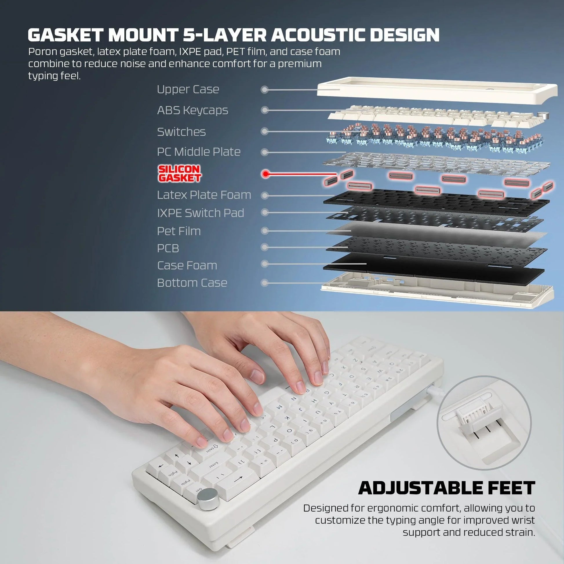 Fantech atom x66 mk614 mechanical keyboard - white keyboards