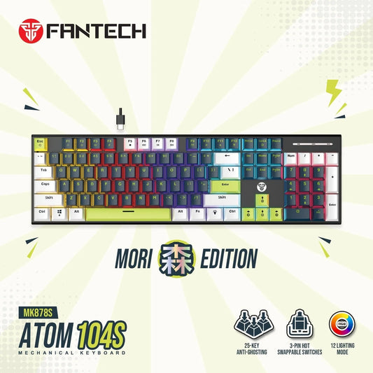 Fantech atom104s mk878s mechanical gaming keyboard mori edition black keyboards
