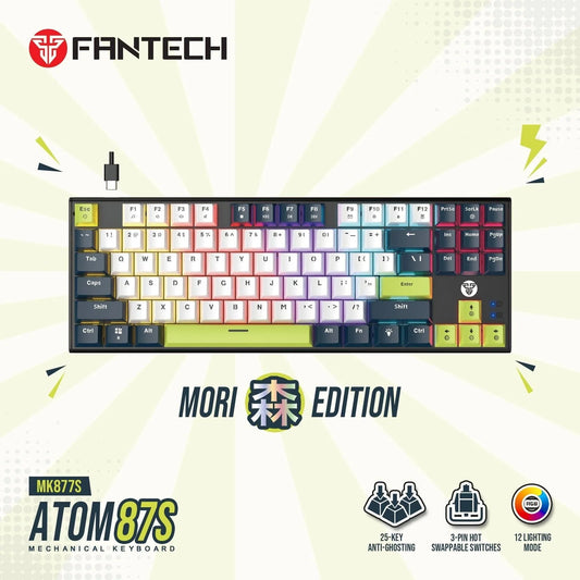 Fantech atom87s mk877s mechanical gaming keyboard mori edition white keyboards