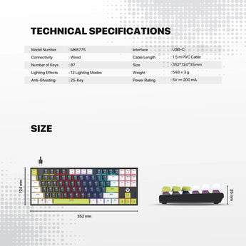 Fantech atom87s mk877s mechanical gaming keyboard mori edition white keyboards