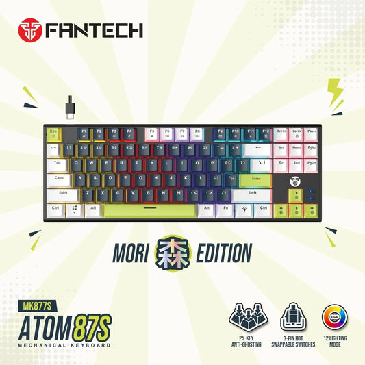 Fantech atom87s mk877s mechanical gaming keyboard mori edition black keyboards