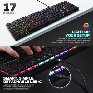 Fantech atomair108 mk314 mechanical keyboard low-profile white keyboards