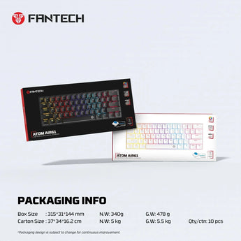 Fantech atomair61 mk311 mechanical keyboard low-profile white