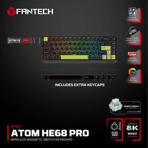 Fantech keyboard atom he68 mk922 magnetic switch – black keyboards
