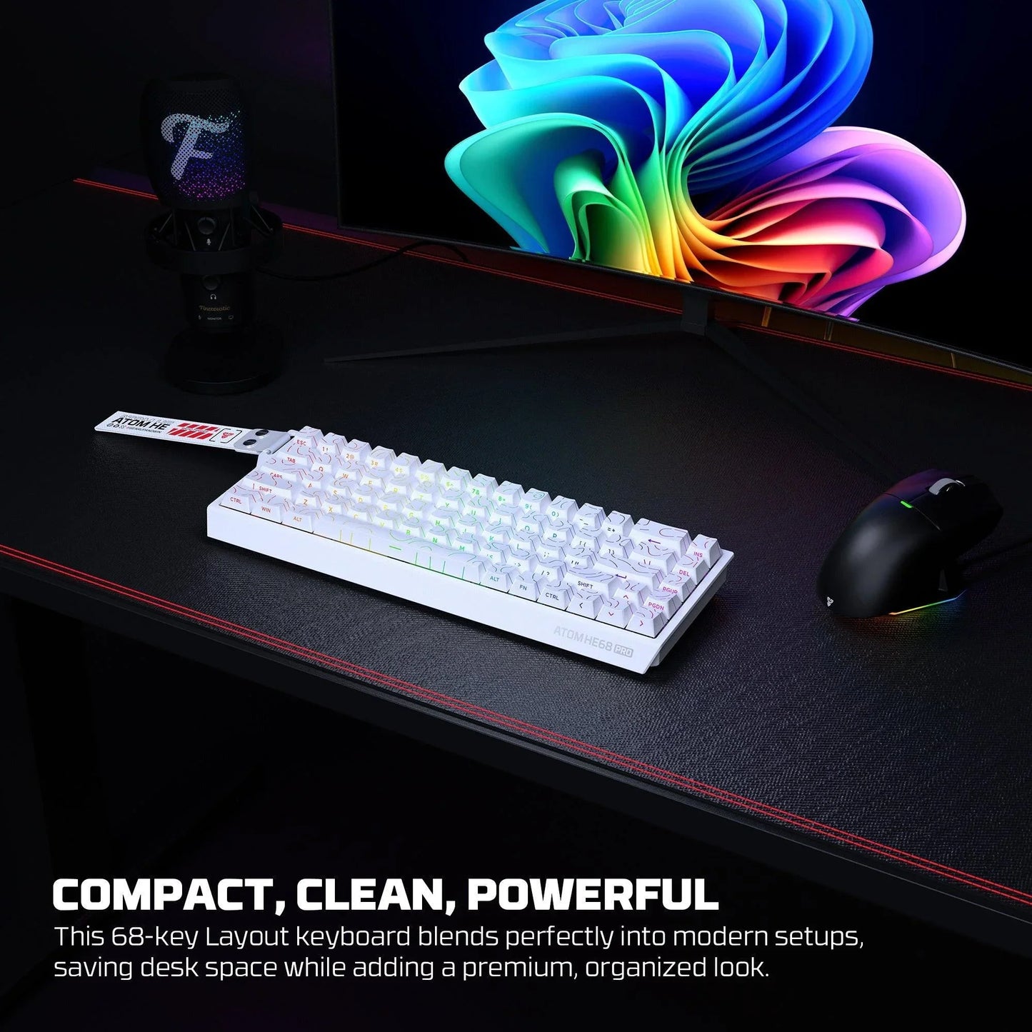 Fantech keyboard atom he68 mk922 magnetic switch – white keyboards