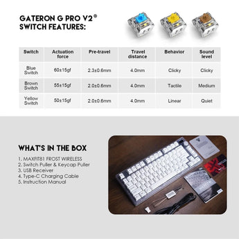 Fantech maxfit81 mk910 pbt frost wireless modular mechanical gaming keyboard
