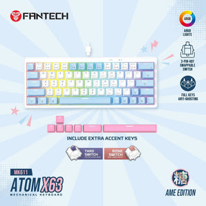 Fantech mk611 atom x63 ame edition - white keyboards