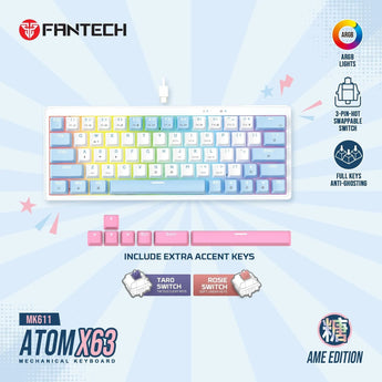Fantech mk611 atom x63 ame edition - white keyboards