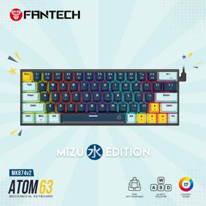 Fantech mk874 v2 atom 63 hot swappable mechanical keyboard navy blue keyboards