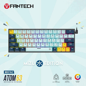 Fantech mk874 v2 atom 63 hot swappable mechanical keyboard sky blue keyboards