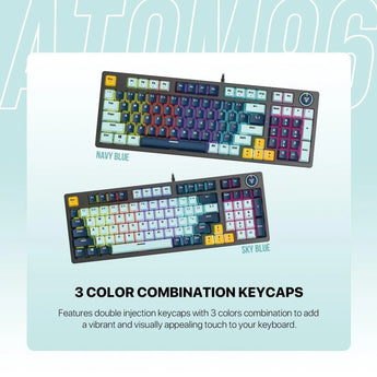Fantech mk890v2 atom 96 rgb mechanical gaming keyboard mizu edition sky blue