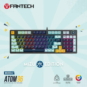 Fantech mk890v2 atom 96 rgb mechanical gaming keyboard mizu edition navy blue
