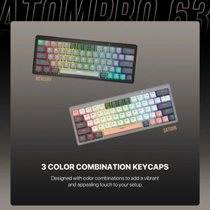 Fantech mk912 atom pro63 rgb bluetooth wireless gaming keyboard mercury