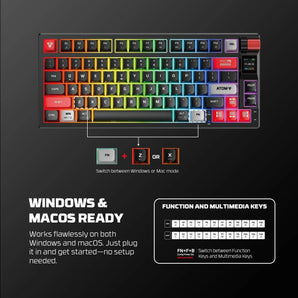 Fantech mk917 atom pro79 wireless mechanical gaming keyboard black keyboards