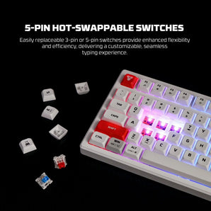 Fantech mk917 atom pro79 wireless mechanical gaming keyboard white keyboards