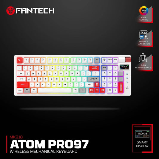 Fantech mk918 atom pro97 wireless mechanical gaming keyboard white keyboards
