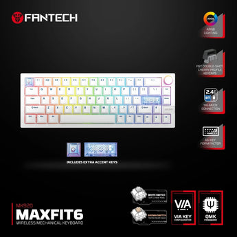 Fantech mk920 maxfit6 wireless mechanical gaming keyboard white keyboards