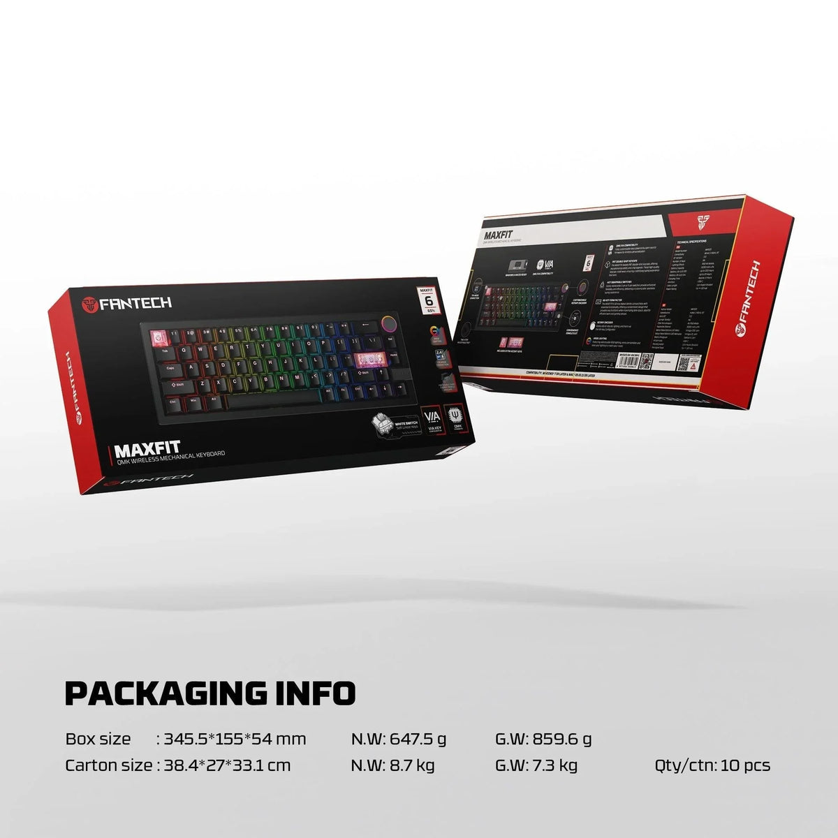 Fantech mk920 maxfit6 wireless mechanical gaming keyboard white keyboards