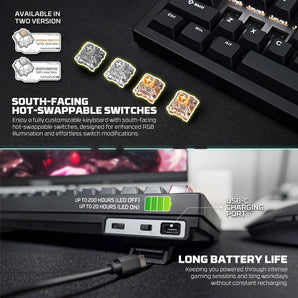 Fantech mk920 maxfit6 wireless mechanical gaming keyboard white keyboards