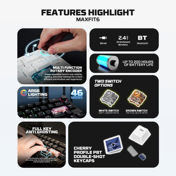 Fantech mk920 maxfit6 wireless mechanical gaming keyboard black keyboards