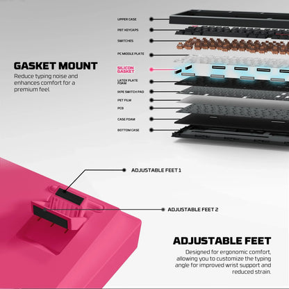 Fantech mk921 maxfit8 qmk mechanical keyboard pink keyboards