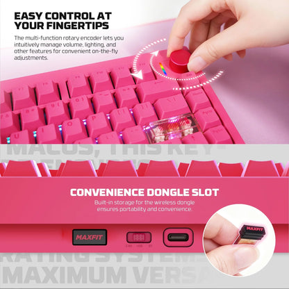 Fantech mk921 maxfit8 qmk mechanical keyboard pink keyboards