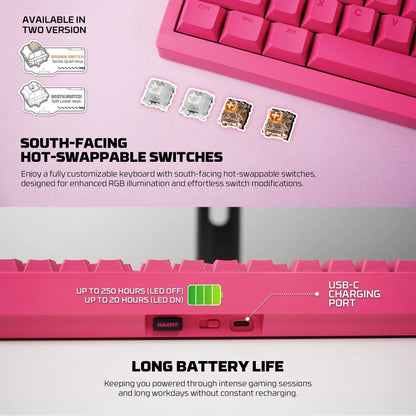 Fantech mk921 maxfit8 qmk mechanical keyboard pink keyboards