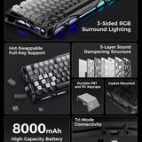 Gravastar mercury k1 75% wireless mechanical gaming keyboard aluminum alloy