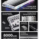 Gravastar mercury k1 75% wireless mechanical gaming keyboard aluminum alloy