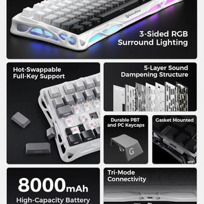 Gravastar mercury k1 75% wireless mechanical gaming keyboard aluminum alloy