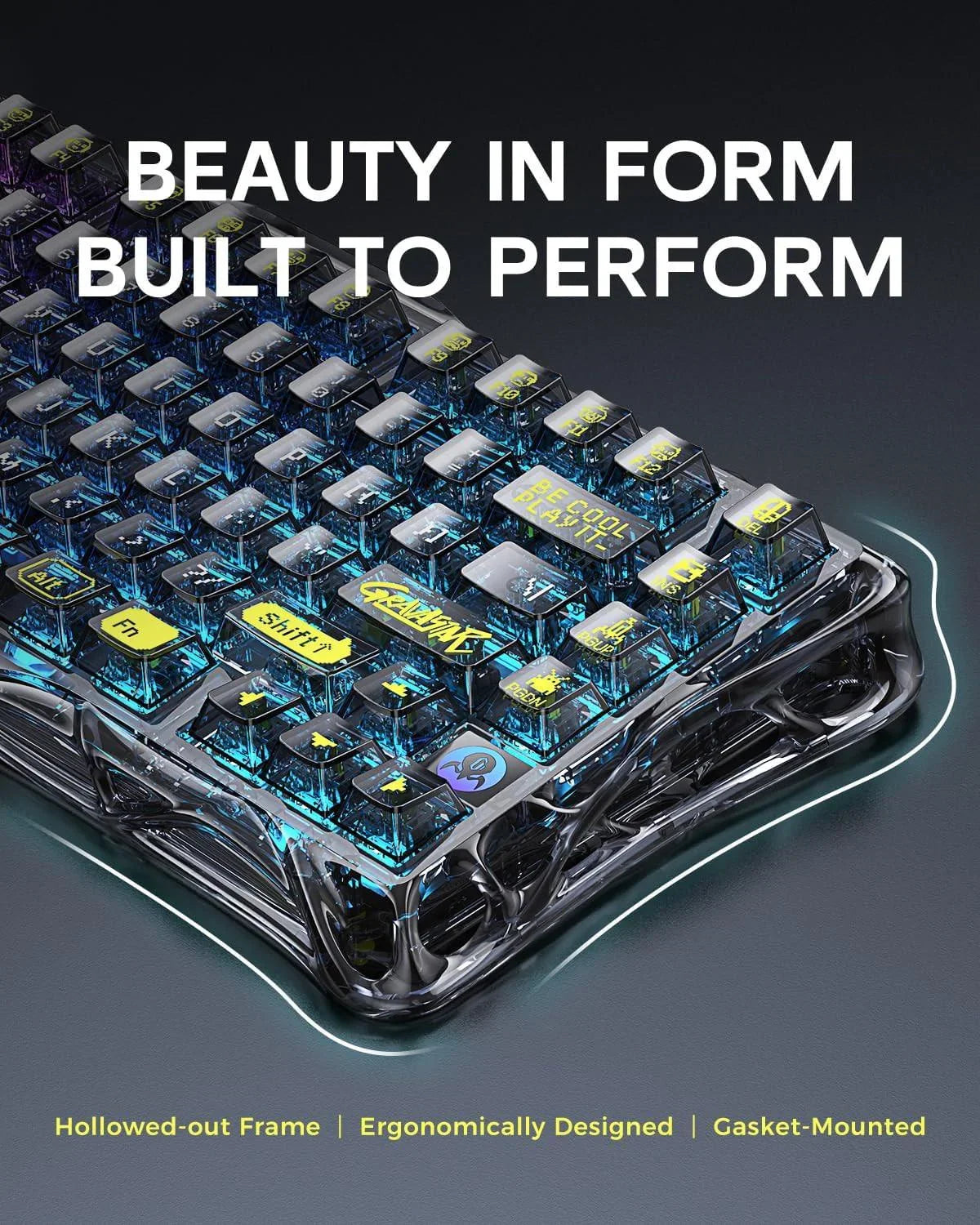 Gravastar mercury k1 lite 75% gaming keyboard 2.4ghz/bt/wired tri-mode wireless