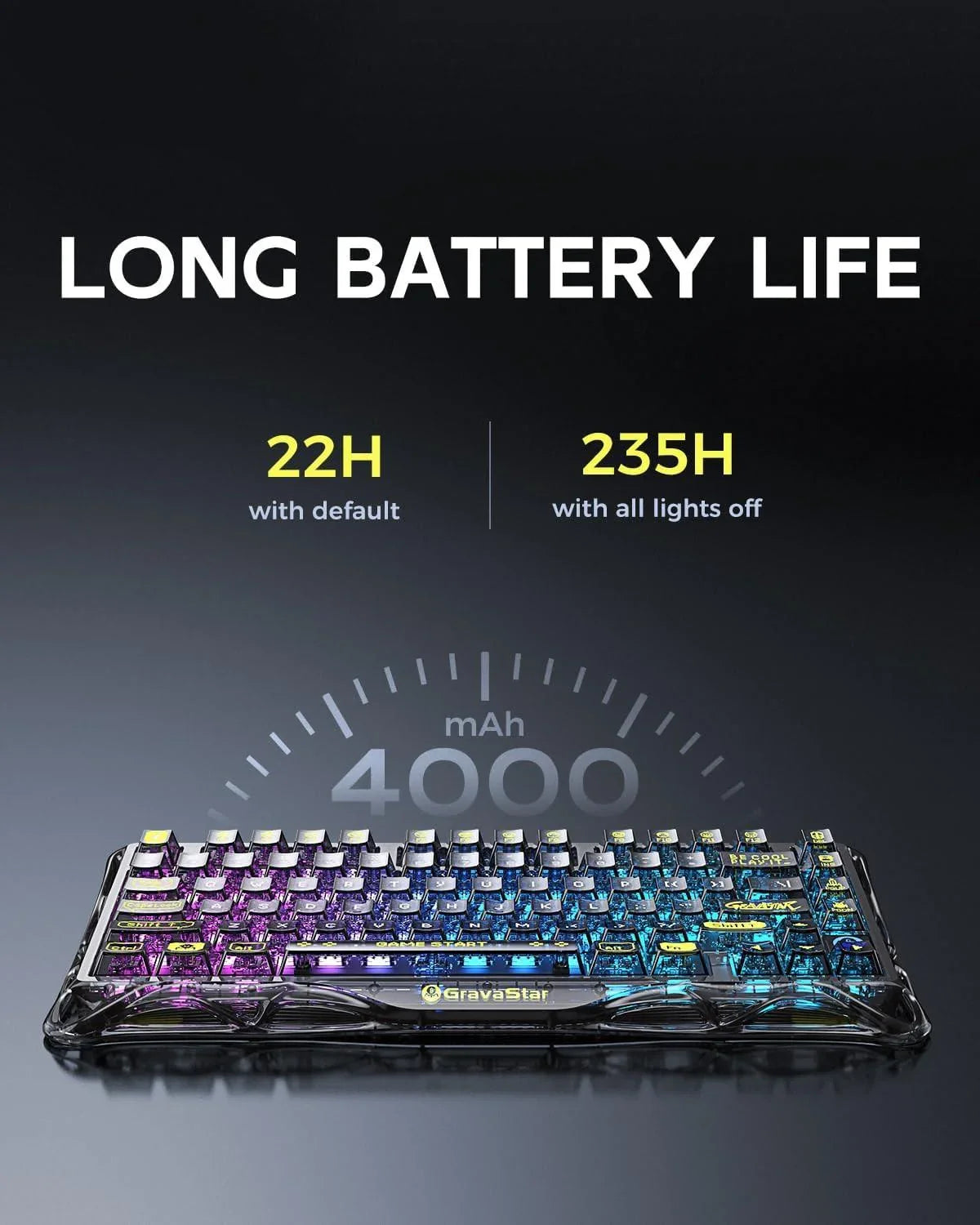 Gravastar mercury k1 lite 75% gaming keyboard 2.4ghz/bt/wired tri-mode wireless