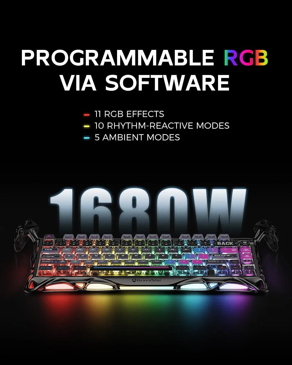 Gravastar mercury k1 pro wireless mechanical gaming keyboard 75% layout rgb