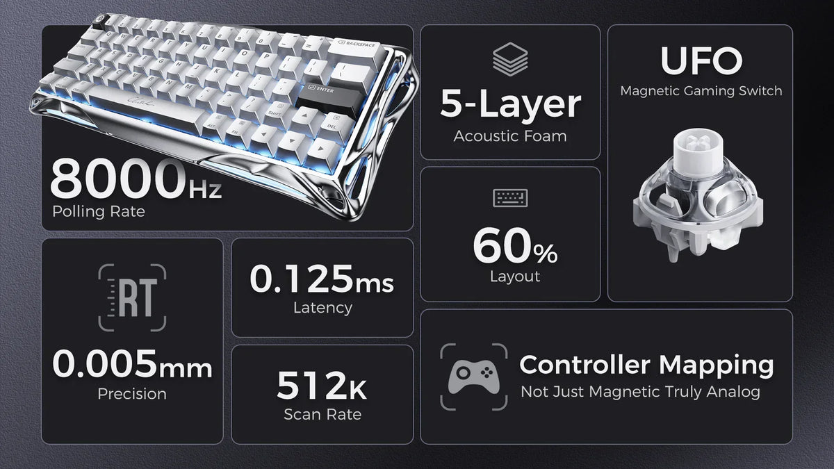 Gravastar mercury v60 pro gaming keyboard deluxe edition - 8khz magnetic switch