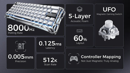 Gravastar mercury v60 pro gaming keyboard deluxe edition - 8khz magnetic switch
